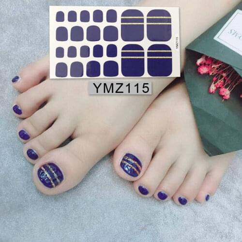 22tips/sheet Waterproof Toe Nail Stickers Full Cover Foot Decals Toe Nail Wraps Adhesive Stickers DIY Salon Manicure Wholesale
