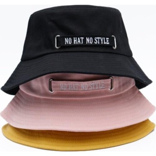2021 Cotton No Style Letter Embroidery Bucket Hat Fisherman Hat Outdoor Travel Hat Sun Cap Hats For Men And Women