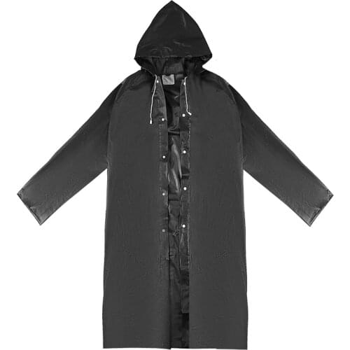 For Outdoor Hiking Travel Raincoat Suit EVA Cloth Long Rain Poncho Unisex Adult Rain Cover With Hat Black