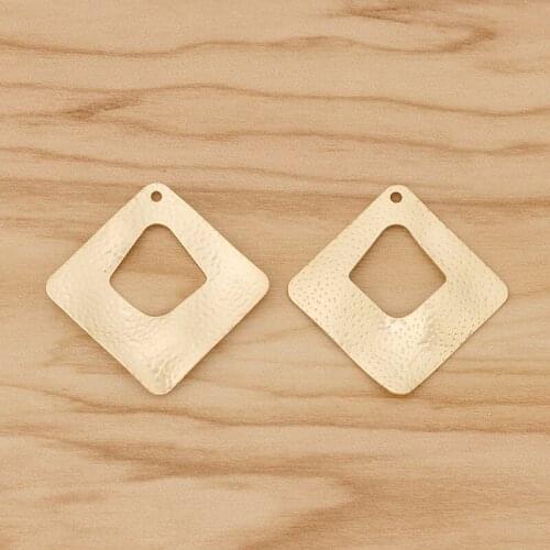 10 Pieces Matte Gold Open Geometric Square Charms Pendants for DIY Earrings Jewellery Making Accessories 33mm