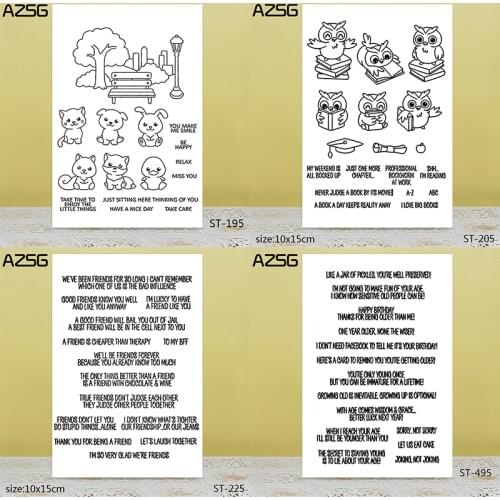 AZSG Lovely Animals / Friendship Wishes Word Clear Stamps For DIY Scrapbooking/Card Making/Album Decorative Silicone Stamp Craft