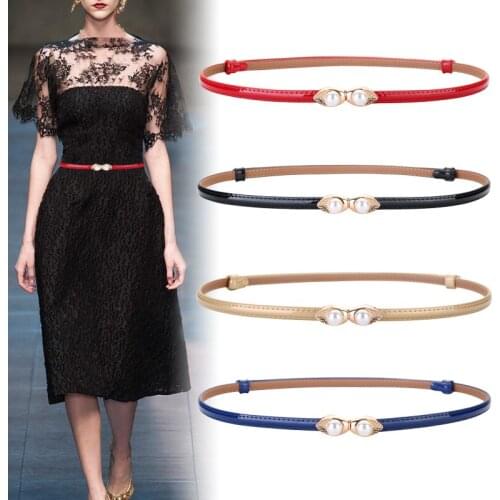 New design belts for women black PU leather waistbands woman thin easy waist ceinture femme dressfashion adjustable cummerbunds