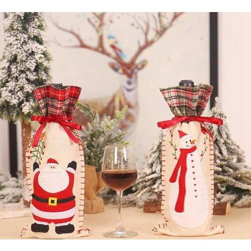 Christmas Decorations For Home Santa Claus Wine Bottle Cover Snowman Gift Holders Xmas Decor New Year Christmas Gift Ornament