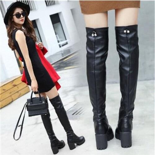 Size 35-39 autumn and winter new ladies over the knee boots ladies thin thigh high sexy shoes fashion casual boots HKGS