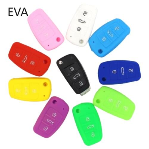 Silicone Car Key Cover Fit For Audi a1 a3 a4 a5 a6 a7 a8 r8 Tt s5 s6 s7 s8 Sq5 q5 q7 Rs5 Fold Flip Remote Keychain Case Fob