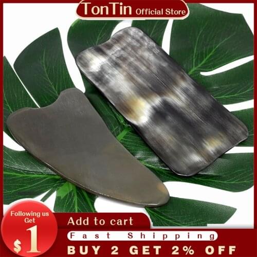 Tontin Big Size 100% Ox Horn Beauty Healthcare Scraping Guasha Massage plate
