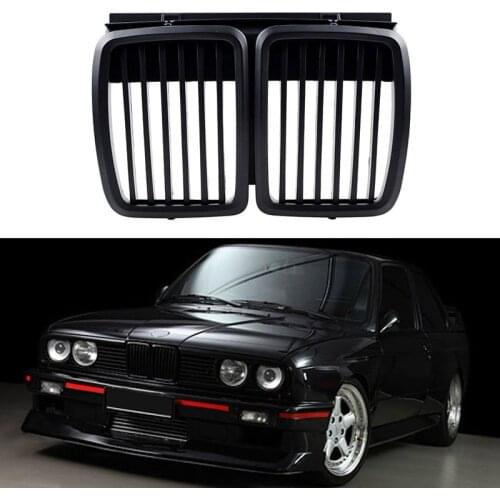 Front Grille Replacement for BMW E30 3-Series M3 Front Hood Bumper Grill Matte Black 1982-1994