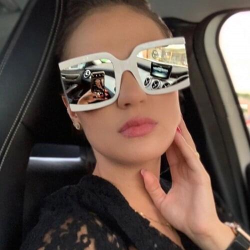 High Qulity Silver Coating Sunglasses Women Rivet Square Shades For Men Women 2020 Trendy Half Frame Sun Glasses Female Goggles