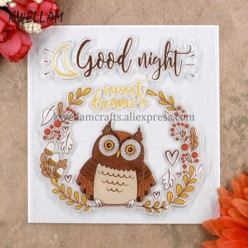 OWL good night sweet dreams Scrapbook DIY photo cards rubber stamp clear stamp transparent stamp 10.5x10.5cm KW8031517