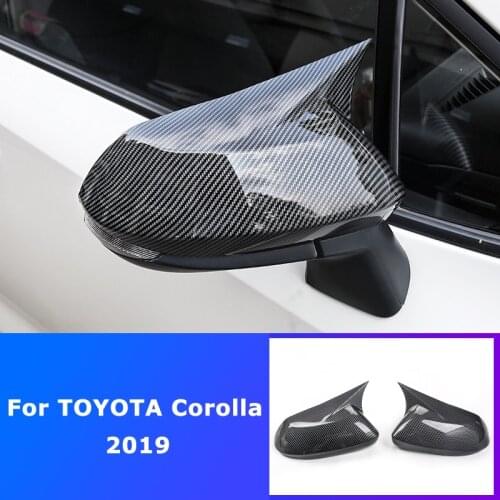 Car Styling Carbon Fiber Rearview Mirror Decoration Shell Sticker Cover Frame Trim For TOYOTA Corolla 2019 2020 Auto Accessories