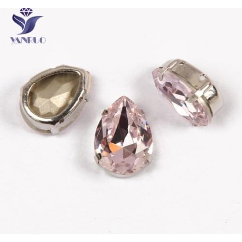 YANRUO 4320 All Sizes Light Rose Drop Strass Craft Rhinestones Glass Point Back Sewing Crystals For Dress Decoration