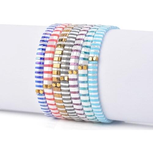 2020 Bohemian Miyuki Tila Bead Bracelet Handmade Square Tila Bracelet For Women Friendship Jewelry