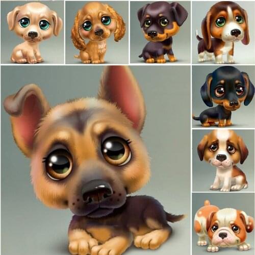 Animals 5D DIY Diamond Painting 100% Full Round Drill Cartoons Dog Rhinestone Cross Stitch Decor Home Gift