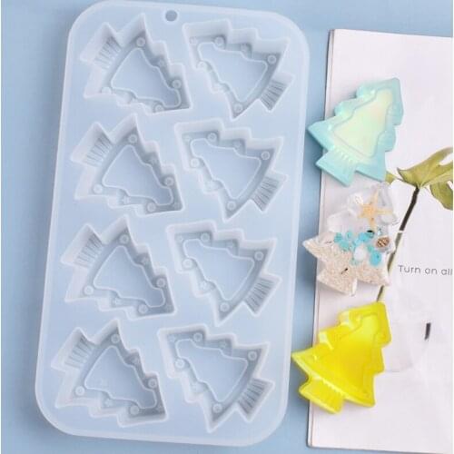 1=8pcs UV epoxy Resin molds Silicone Mold Christmas tree DIY jewelry pendant Decorative Craft art Making Tool