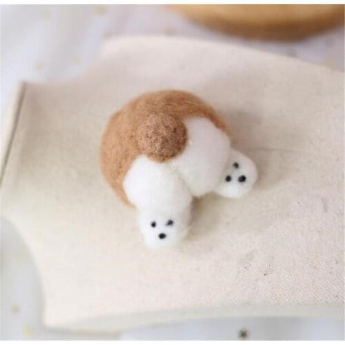 1pcs Japanese brooch Corgi ass cute hand-made wool felt brooch pin side clip brooch hairpin hair accessories B850