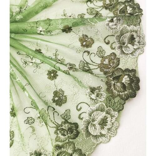 10Meters Mesh Green Tulle Embroidery Lace Trim Flowers DIY Handmade Garment Sewing Accessories Doll Bra Underwear Decoration