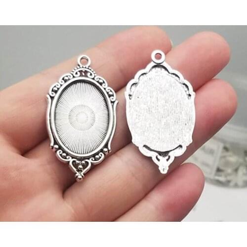 10pcs 18x25mm Inner Size Antique Silver plated Classic Style oval Base Setting Charms Pendant DIY supplies