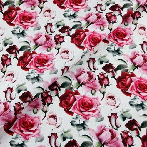 100% Cotton Fabric For Baby Dress DIY Patchwork Rose Flowers Digital Printing Fabrics For Sewing Dress Handbag Dolls Clothing