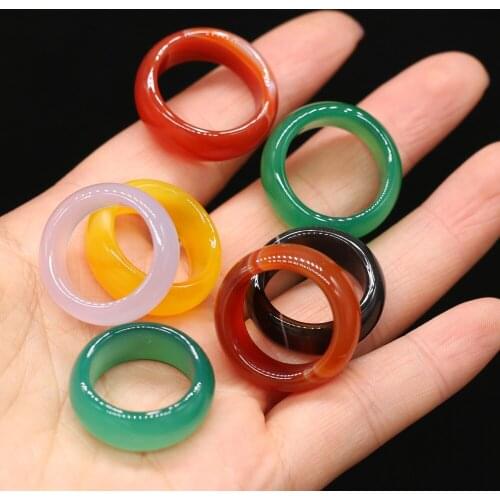 2Pcs Wholesale New Style Rings Unisex Natural Stone Rainbow Agates Charms Unisex Love Romantic Gift
