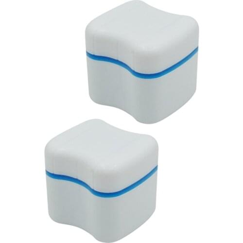 2pcs Denture Bath Box Organizer Dental False Teeth Storage Box Case With Filter Screen Container Net Portable Oral Care Tool