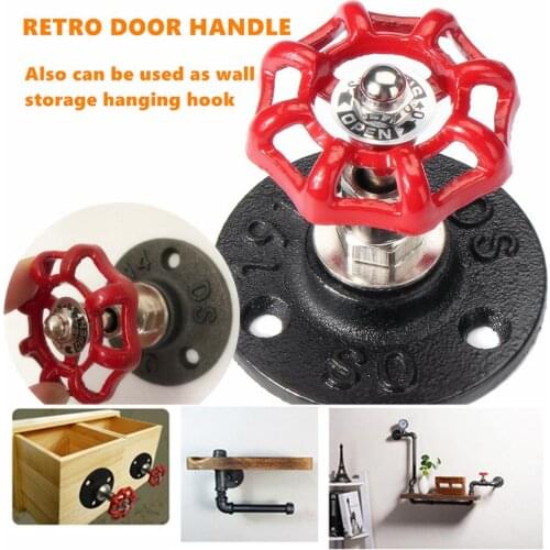 2pcs Industrial Retro Rustic Rural Vintage Matte Black Barn Door Pull Knob Towel Scarf Coat Hat Hook Pressure Gauge Hand Wheel