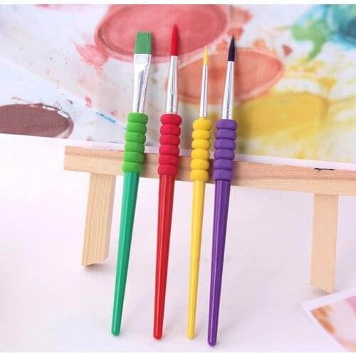 4Pcs/Set Multi Purpose Childrens Supplies Oil Painting Brushes Plastic Handle Drawing Art Accessories Paint Pen