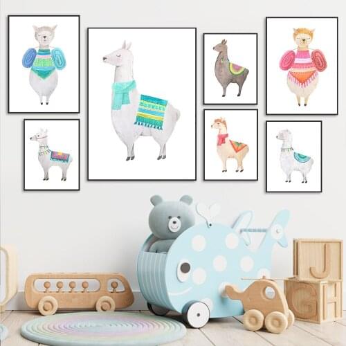 Abstract Alpaca Animal Wall Art Poster And Print Baby Poster Nursery Art Prints Nordic Pictures Minimalist Child Kids Room Decor