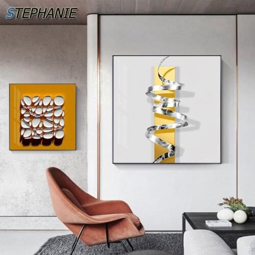 Moder Abstract Golden Posters Prints Gold Feather Canvas Painting Fashion Saudi Arabia Wall Pictures Decoration for Living Room