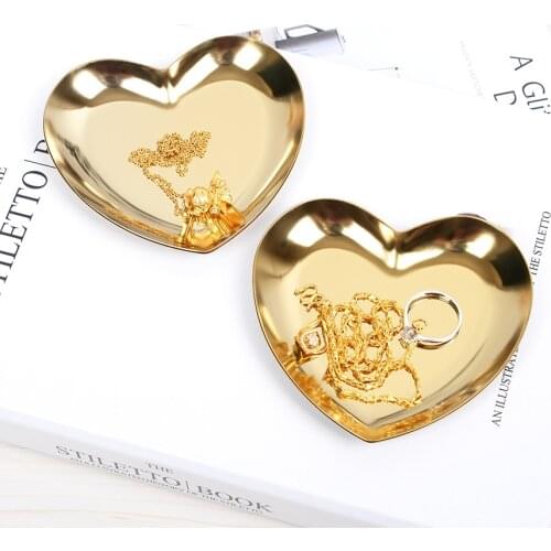 Nordic Home Decoration Accessories Serving Tray Metal Heart-Shaped Ring Necklace Jewelry Storage Organizer Display Storage Tray