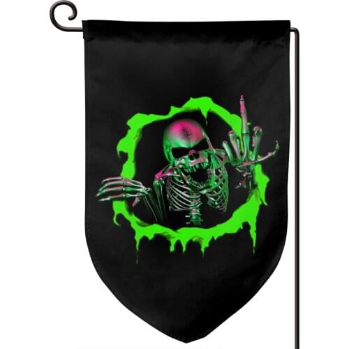Black Background Skull Small Garden Flag Vertical Double Sided Farmhouse Decoration