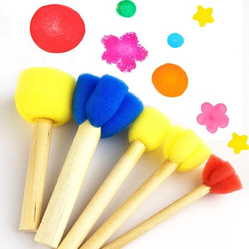 Kid Sponge Paint Brush Original Wooden Handle Painting Graffiti Early Toy Children toys
