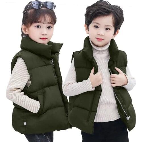 4-12 Years Children Warm Vest Jacket Coat Autumn Kids Boy Girls Down Outerwear Winter Teenager Kids Clothing Coats Down Vests