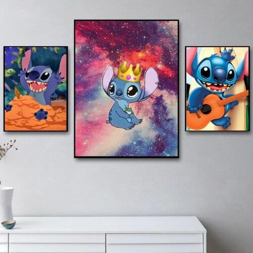 Disney Cartoon Stitch Interstellar Baby Home Decor Canvas Paintings Posters and Prints Wall Art Pictures for Childrens Room