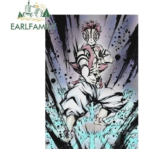 EARLFAMILY 13cm x 9cm Auto Car Stickers for Demon Slayer Akaza Poster Personality Decals Waterproof Motorcycle Car Assessoires
