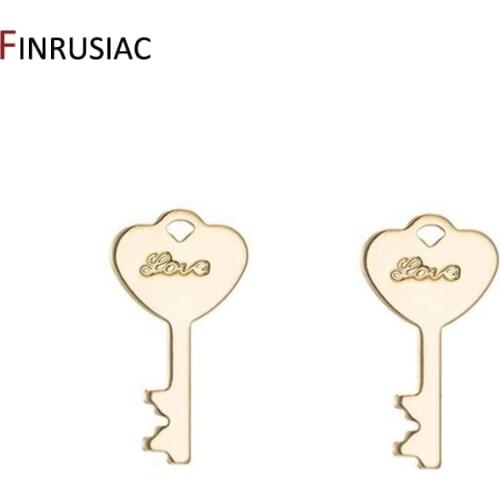 FINRUSIAC 2020 New Designer Love Key Charms Pendant For Jewelry Making Brass Metal Plated Gold Charm Wholesale