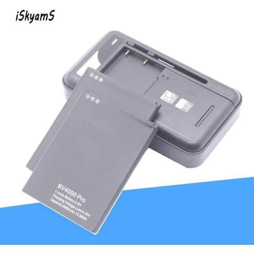 ISkyamS 2x 3680mAh Bv4000 Pro BATTERY +Universal Charger for Blackview MTK6580A MTK6580A High Quality Mobile Phone