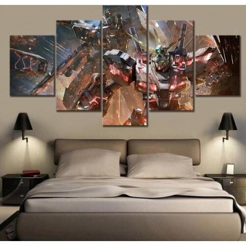 5 Piece Wall Art Canvas Japanese Anime Pictures Comics Posters Robot Decorative Modern Home Living Room Decoration Paintings