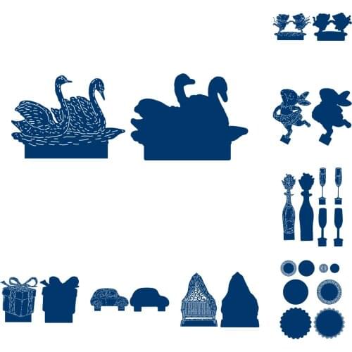 Swan Rabbit Mouse House Car Metal Cutting Dies 2021 New Arrival Cut Die Mold Blade Knife Punch Scrapbook Paper Craft Big Die Gif