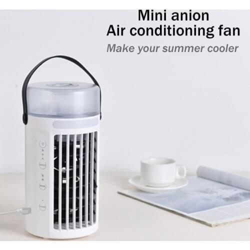 Mini Air Conditioning Fan With 7 Color Led Light Portable Usb Charge Air Cooler Desk Fan 3 Speed Air Circulator Cooling For Home