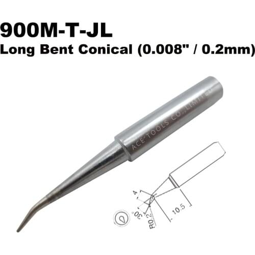 Soldering Tip 900M-T-JL Bent Conical 0.2mm for Hakko 936 907 Milwaukee M12SI-0 Shack 64-053 Yihua 936 X-Tronics 3020 Iron Bit