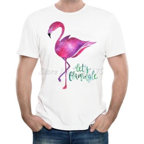 New Arrivals 2019 Mens Summer Beautiful flamingo Printed T Shirt Cool Tops High Quality Casual Short Sleeve Tee