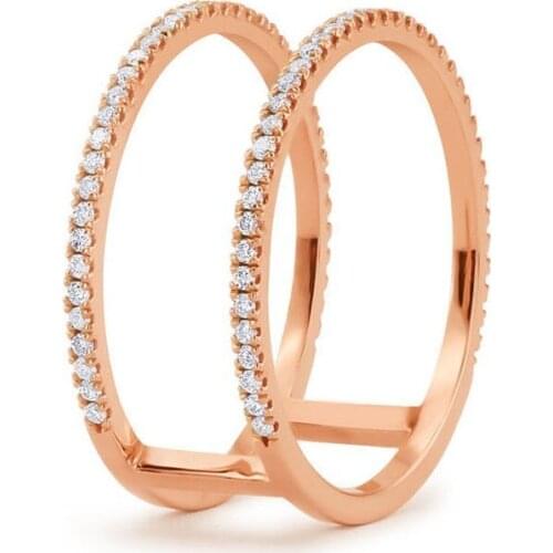 Wedding Band Ring with Tiny Cubic Zircon Pave Setting Rose Gold Color Korean Style Jwewlry Rings for Women Wholesale