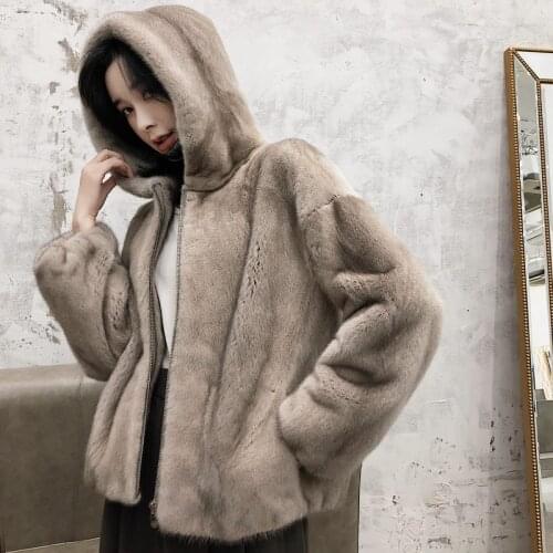 Real Fur Coat Women Clothes 2019 Mink Fur Coat Hooded Velvet Parka Real Fur Korean Winter Coat Women Manteau Femme 1810 YY2264
