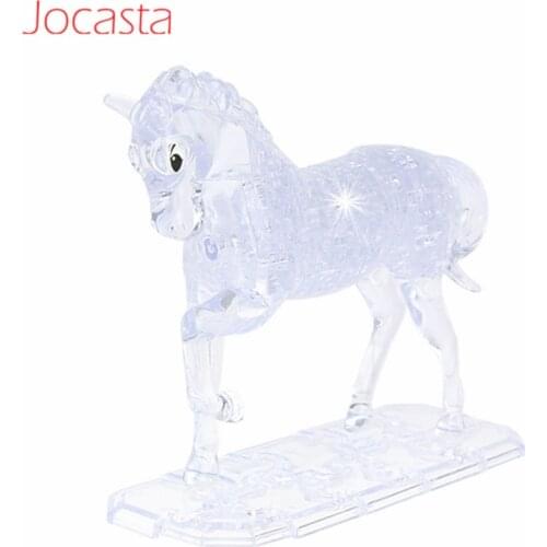 100Pcs Unicorn Horse Puzzle 3D Crystal Puzzle Animal Assembly Model DIY Birthday Gift Toys For Kids Home Decoration Puzzle Game