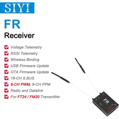 SIYI FR Receiver FR Mini with Datalink Telemetry OTA Upgrade for FT24 Transmitter FM30 Radio Module 2.4G 30KM Wireless Binding