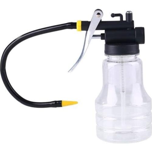 250ml Transparent Oil Can High Pressure Pump Oiler Lubrication Oil Pot Plastic Machine Grease Gun Extended Hose