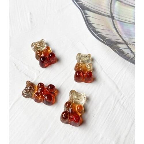 R58E 12-color Candy Gummy Bear Pendants Resin Cartoon Bear Keychain Pendants Suitable for Diy Necklace Jewelry Making