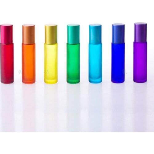 Roll On Bottle 10ml Color Frosted Roll On Color Cover Molded Thick Oil Bottle 100PCS/LOT