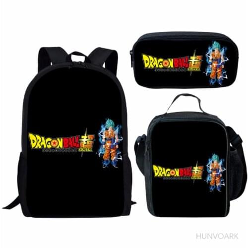 3PCs/Set Goku Childrens School Backpack Kids School Bags Goku Game 3D Print Design Teenagers Book-Bags Set
