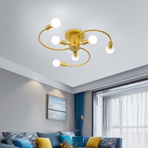 Nordic Magic Bean Molecular Chandelier lamp Semi-Embedded Ceiling Chandelier Black Lighting 6 Head Lights Modern Home Decoration